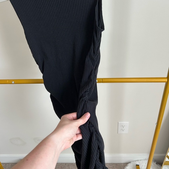 Reformation Black Ribbed Knit Midi Dress - Picture 6 of 9